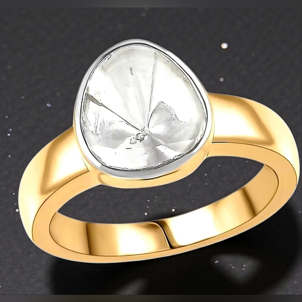 🔥Lab Grown Polki Diamond 0.50 ctw Solitaire Ring in 18K Vermeil